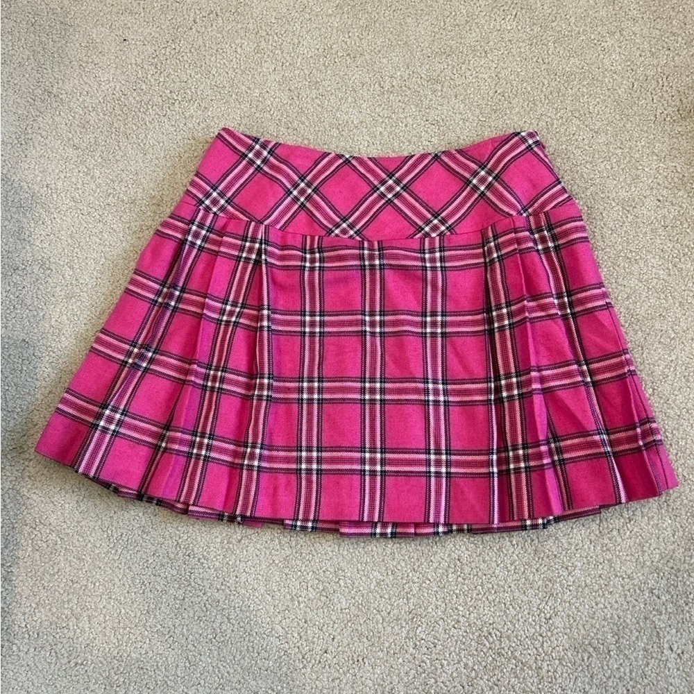 Vintage Ann Taylor pink plaid wool blend skirt in size 8